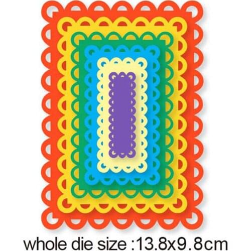 6Pcs Lace Rectangle Frame Metal Cutting Dies Stencils Dies Scrapbooking Decoration Embossing Die Cut Album Paper Card Craft Dies