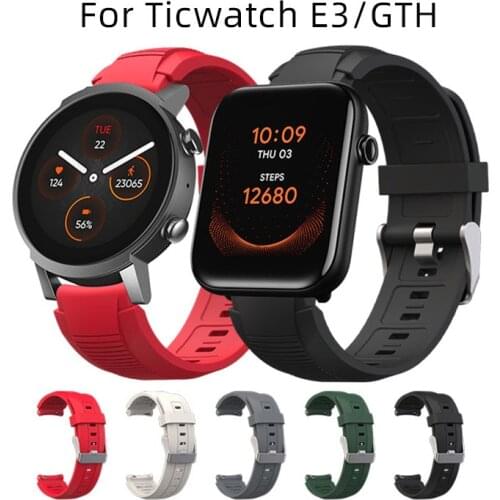SIKAI 20mm Strap Soft Universal Silicone Band Sport Waterproof Bracelet For Ticwatch E3 / GTH