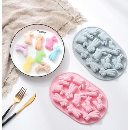 11 even rabbit silicone mold Carrot Chocolate Candy Pudding Ice Cube Easter Baking Mold Kitchenware silicone mold