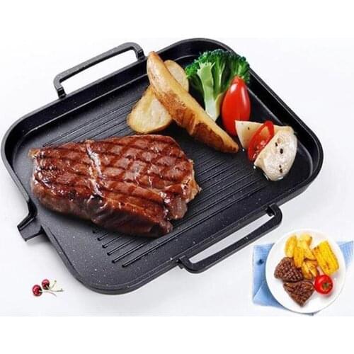 Grill Pan Aluminum Alloy Steak Frying Pan Kitchen BBQ Cooking Plate