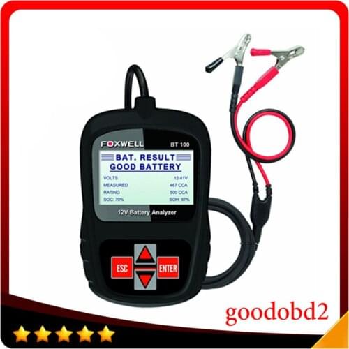 FOXWELL BT100 12V Car Battery Tester for Flooded,AGM,GEL BT100 12 Volt Digital All Cars Data Battery Analyzer Multiple vehicle