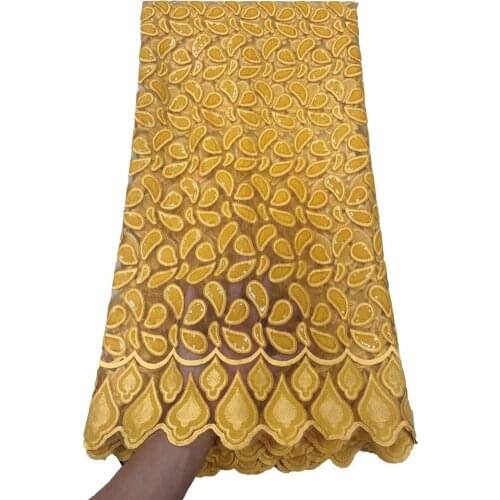 XIYA Yellow African Sequins Lace 2021 French Net Lace Fabric High Quality Nigerian Mesh Tulle Lace Fabric NI5111-2