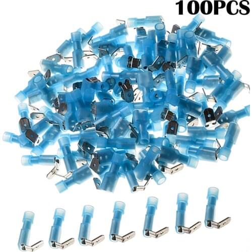YT 100pcs Insulated Waterproof Piggy Back Humpback Spade Terminals Nylon Wire Connectors Kit Cable Electrical Crimp Terminal