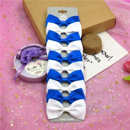 10PCS/Lot Cute Blue White With Clip Grosgrain Ribbon Bows Hairpins 2020 Scrunchie Korean CLIP Hair Accessories For Baby Girl