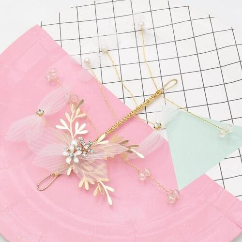 1 Set Women Pearl Rhinestone Crown Hair Jewelry Set Bridal Wedding Flower Hair Accessories Women Fashion Headdress Earring Set