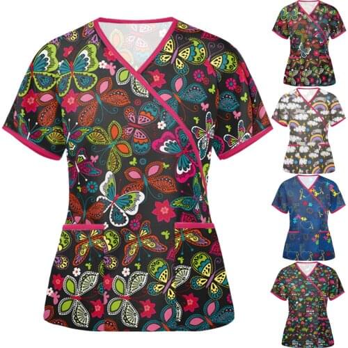 S-XXL casacas para mujer trabajo Women Plue Size Animal Print Casual Short Sleeve V-neck Carer Top Irregular back straps New F4