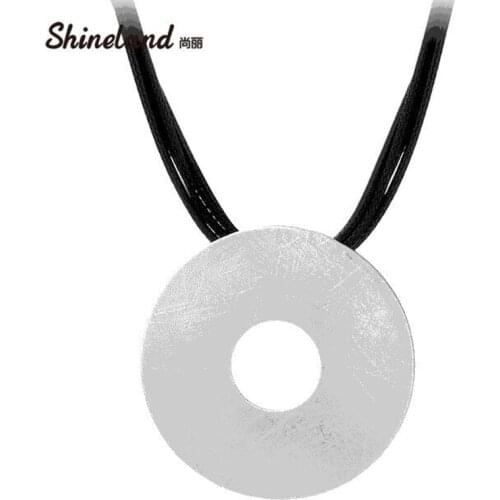 Shineland Maxi Collier Men Jewelry Collares Vintage Multilayer Black PU Leather Hollow Drawing Round Statement Necklace ForWomen