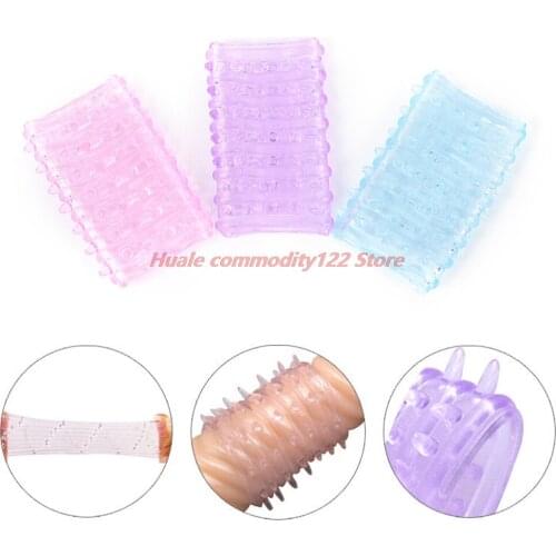 New 1PCS Silicone Reusable s Time Delay Crystal Penis Rings Sex Toys Male Penis Extension Sleeves Cock Rings Adult Random