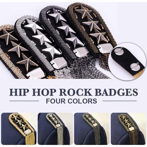 1 pcs Personality Retro Studded Brooch Chain Fringed Performance Stage Gothic Punk Rivet Tassel Epaulettes Shoulder Jacket Decor