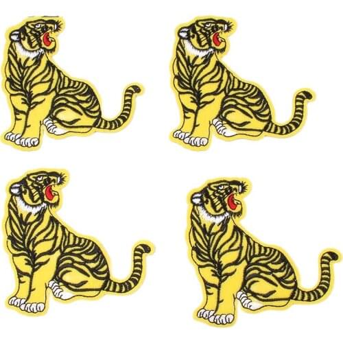 10pcs/lot Embroidered Iron On Tiger Patches Embrodery Animal Stickers Handmade Jeans Backpack Shoes Pants Fabric Appliques Badge