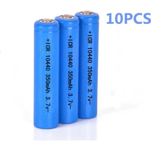 10pcs/lot High quality 3.7v 10440 lithium battery hand suitable for flashlight 350MAH AAA rechargeable battery
