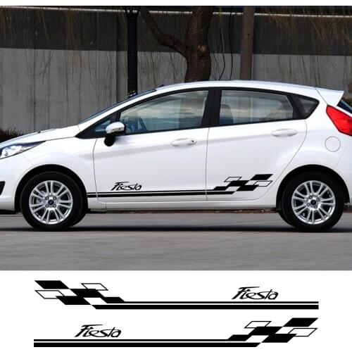 2PCS Car Styling Door Side Stripes Sticker For Ford Fiesta Graphics Vinyl Vehicle Auto Body Wrap Decals Car Accessories Styling