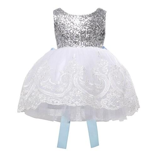 2017 Princess Girls Dress Baby Kids Girl Bowknot Lace Floral Dress Christmas Party Formal Dresses Costume