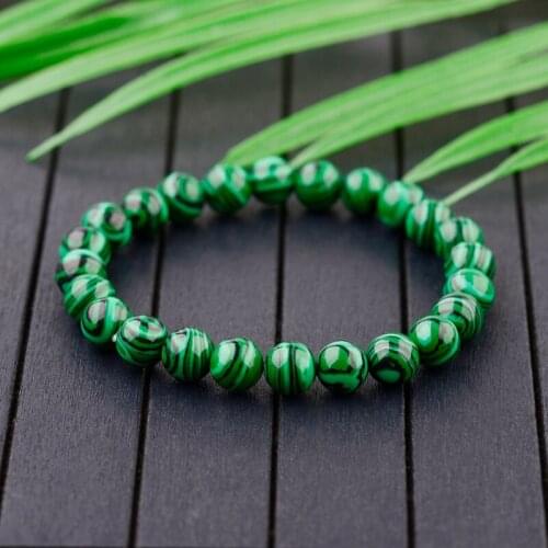 2020 Natural Green Stripe Stone Beads Bracelet Charm Men Meditation Handmade Bracelets&Bangles Prayer Jewelry Women AB139