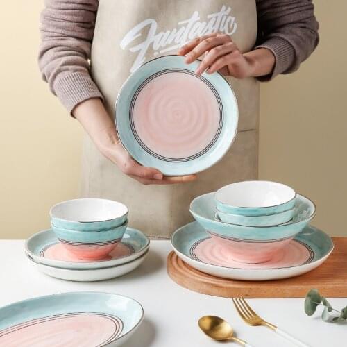 2021 Porcelain Dinner Plate Salad Plate Soup Bowl Hand-painted Round Bowl for Pasta Salad Porcelain Rice Bowl Kitchen Dinnerware