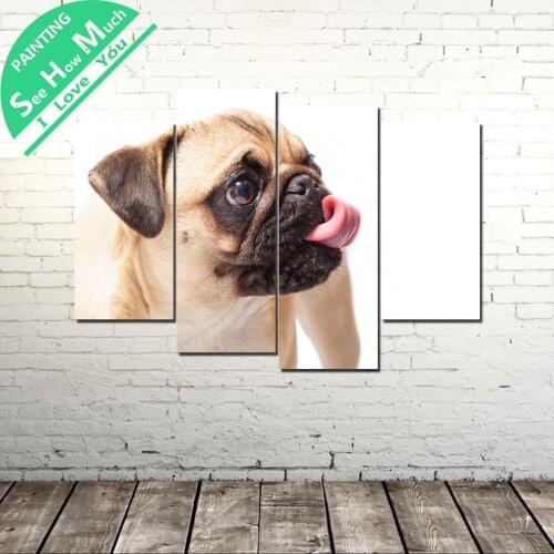 4 Piece Pretty cute dog pet wall art decor poster vintage decorative pictures canvas prints paintings art prints wall pictures