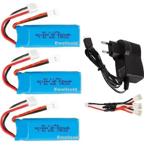2S 7.4V 520mah Li-po battery 20c 801844 with charger for wltoys F959 F22 XK A180 A600 A700 A800 A430R/C airplanes 520mah 7.4V