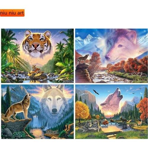 Diamond Embroidery Wolf Rhinestone Mosaic Full Layout 5D DIY Diamond Painting Tiger Cross Stitch Animals Crafts Kit