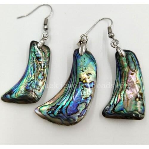 Free Shipping Beautiful jewelry New Zealand Abalone Shell Women Men Art Dangle Earring Pendant Set MC5792