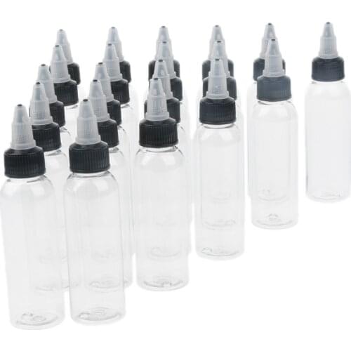 20pcs Plastic Bottle with Twist Top Cap for Solvents Oils Paint Ink Liquid Squeeze Bottle with Twist Top Cap Tip Applicator