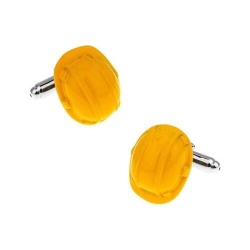 C-MAN Luxury shirt Yellow safety helmet cufflink for mens Brand cuff buttons cuff links High Quality abotoaduras Jewelry