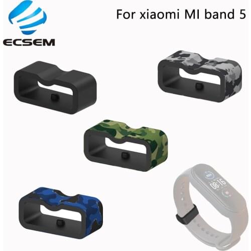 Watch band keeper for Xiaomi MI band 5 wrist strap fasten ring with safety buckle silicone rubber loop for MIband5 retainer ring