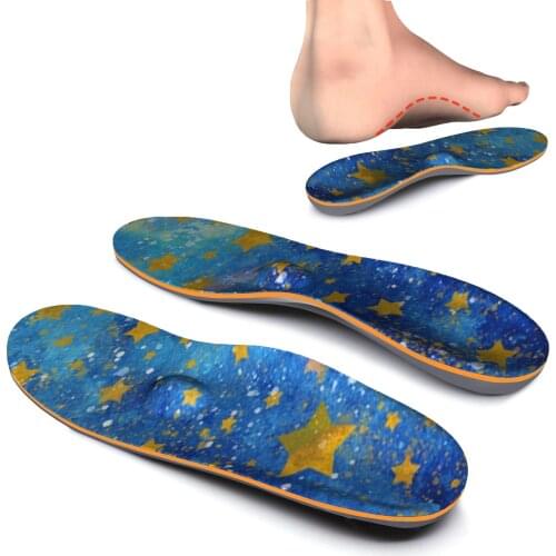 Breathable Star Pattern Plantar Fasciitis Feet Insoles Arch Supports Orthotics Inserts Relieve Flat Feet, High Arch, Foot Pain