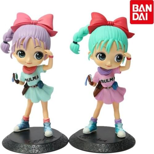 Bandai Dragon Ball Anime Figure Q Posket Bulma Double Version Genuine Model Collection Ornament Peripheral Children Toys