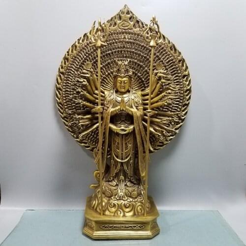 20" Chinese Seikos Bronze Quasi tifomu Thousand-Hand Guanyin Bodhisattva Avalokitesvara Backlight Enshrine the Buddha