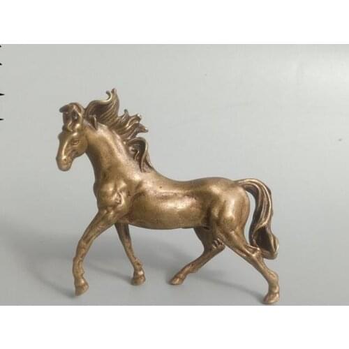 Chinese Small Bronze Exquisite Animal Fengshui 12 Zodiac Year Horse Statue Animal Statue Small Gift