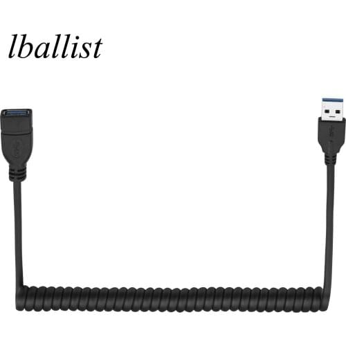 Lballist Elastic Coiled USB 3.0 Extension Cable Male to Female M/F 9+1 Shielded Copper Cores