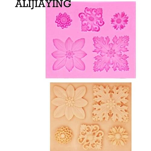 M1165 European flowers mold Retro relief flower silicone mould fondant mold Cake Decorating Mold chocolate gumpaste moulds