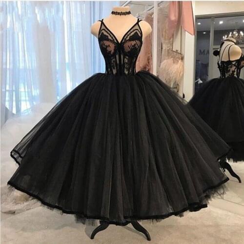 Little Black Homecoming Dresses Criss Cross Straps Appliques Exposed Boning Cheap Party Dress Tea Length Prom Gowns