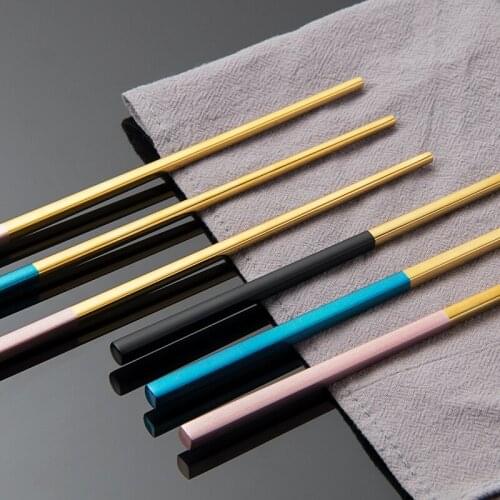 304 Stainless Steel Metal Quality Chopsticks Chinese Korean japanese Reusable 1 Pair Sushi Set Gold Black Dining Tools Tableware