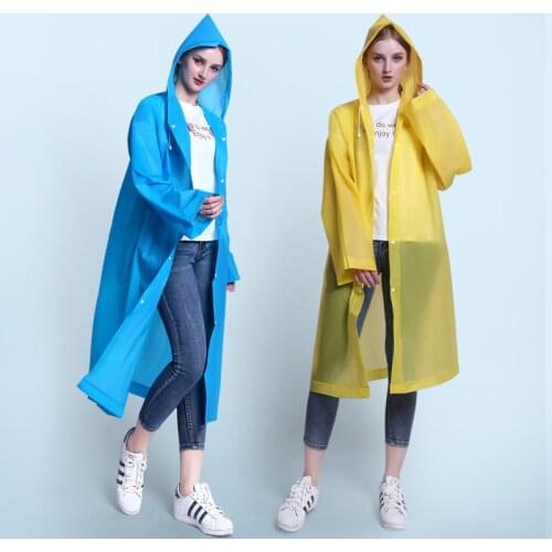 Unisex Non-disposable Thickened Adult Outdoor Travel EVA Fashion Lightweight Raincoat Waterproof Hood Poncho Camping Rain Coat