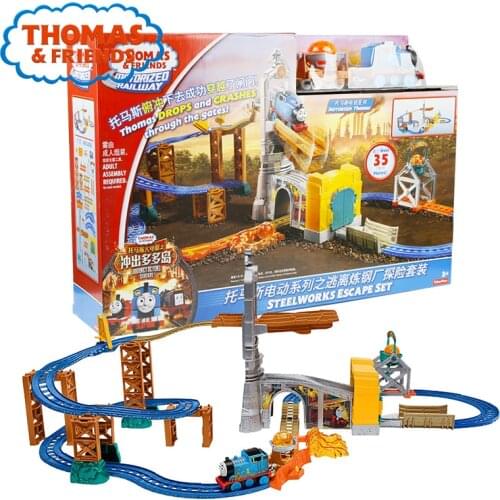 Original Thomas and Friends Electric Series Mini Car Toy Magnetic Matel Train Track Brinquedos Steelworks Escape Set FBK85