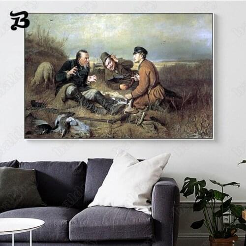Poster Vintage Retro Canvas Painting Oil Painting Canvas Posters and Prints Men Are Resting Wall Art Pictures for Living Room