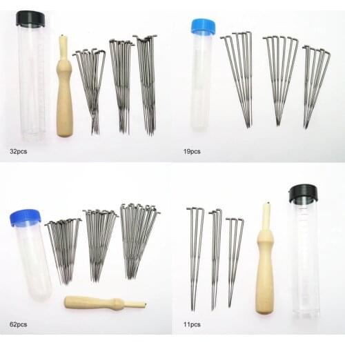Thick Medium Fine Needle Practical 1 Set Felting Needles Pin Tool Wooden Handle Sewing Kit Wool Pins Knitting Black Blue Bottle
