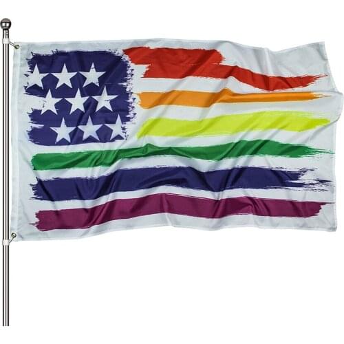 Pride Flag American Rainbow LGBT 3x5 Ft Large Vivid Color Double Stitched Brass Grommets Indoor Outdoor Decoration