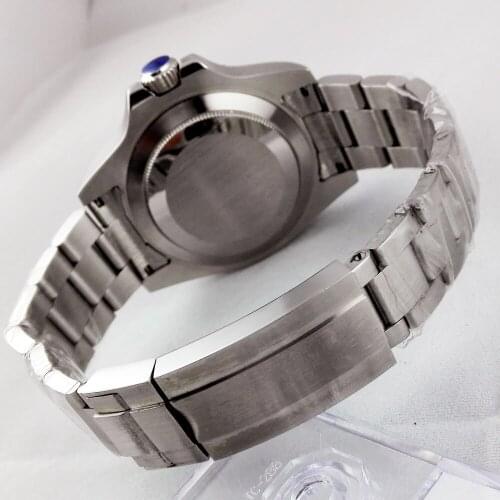 20MM Deployant Buckle Watch Strap Stainless Steel Brushed Band Bracelet Fit for 40mm Automatic Movement Mens Watch