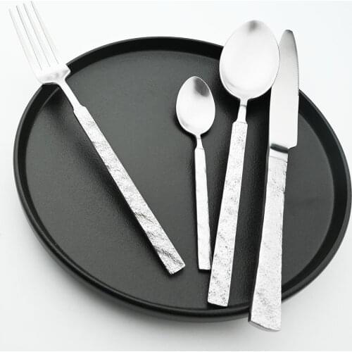 Silver Retro Stainless Steel Cutlery Set Dinner Knife Fork Spoons Tableware for Suitable for Kitchen Home Office Party Camping