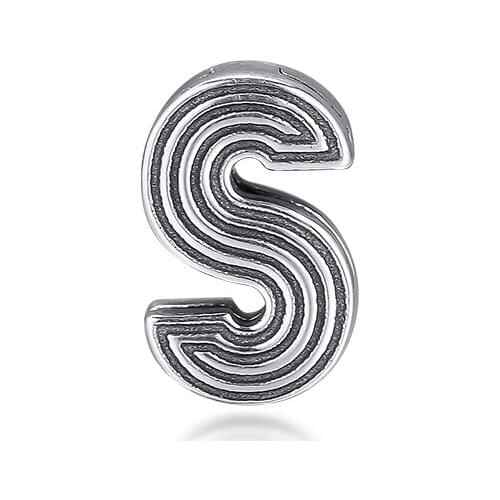 Charms Fits for Pandora Bracelets Necklaces Letter S Clip Beads 100% 925 Sterling Silver Jewelry Free Shipping