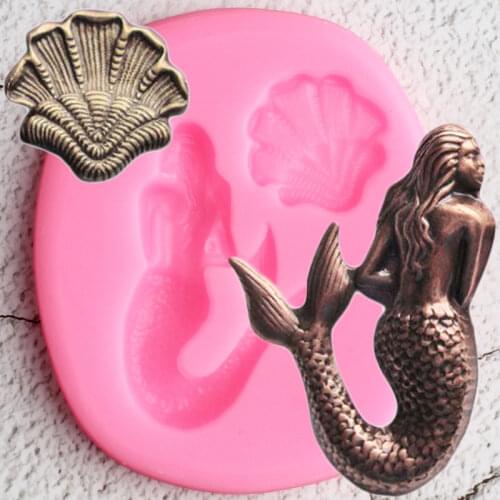Silicone Molds Shell 3D Mermaid Fondant Mold Cake Chocolate Tools DIY Kitchen Baking Tools Candy Clay Chocolate Gumpaste Mould