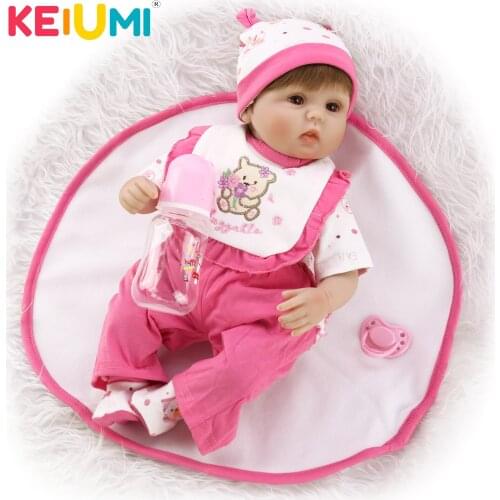 17 Inch Silicone Reborn Baby Dolls New Girl Toy Realistic Babies Doll 42 cm Wear Pink Clothes Lovely Fat bebe kids Xmas Gifts