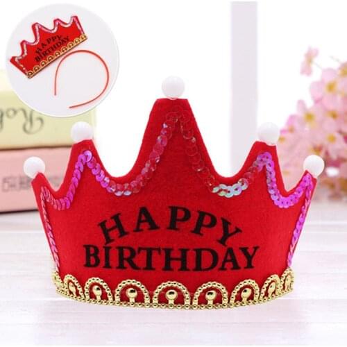 LED Luminous Happy Birthday Party Hats Cute King Cap Princess Crown Baby Shower Decorative Supplies Boy Girl Gifts
