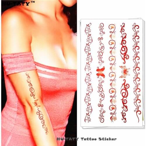 Nu-TATY Bronze Butterfly Temporary Tattoo Body Art Arm Flash Tattoo Stickers 17*10cm Waterproof Fake Henna Painless Sticker