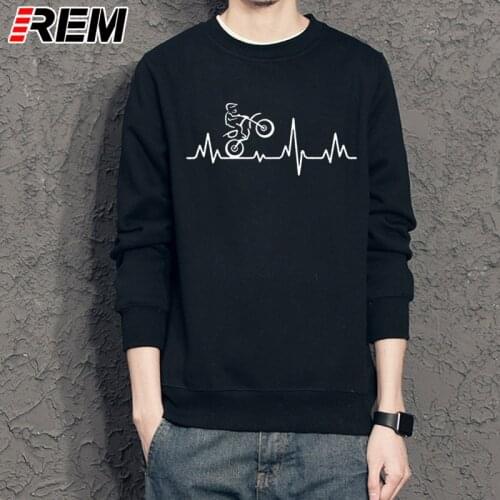REM Heartbeat Motor Hoodies, Sweatshirts Fashion O-neck long Sleeve Cotton Motor Hoodies, Sweatshirts Men Clothing Top
