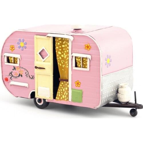 Iron retro car model family decoration Camping Car RV model Trinket birthday gift