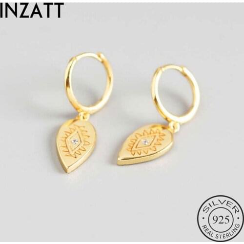 INZATT Real 925 Sterling Silver Zircon WaterDrop Totem Hoop Earrings For Fashion Women Party Punk Fine Jewelry Accessories