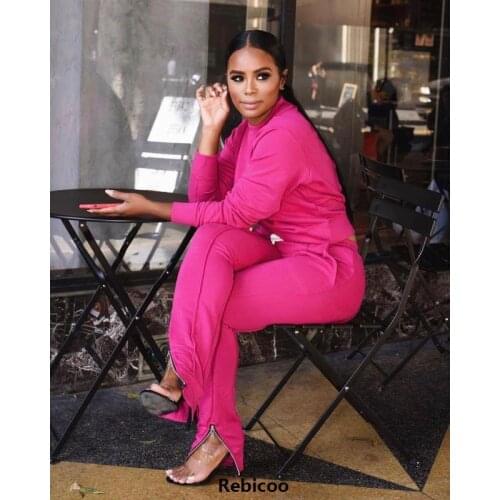 New long sleeve sweatshirts zip hem leggings two pieces womens set fashion sporty tracksuit outfit 3colors